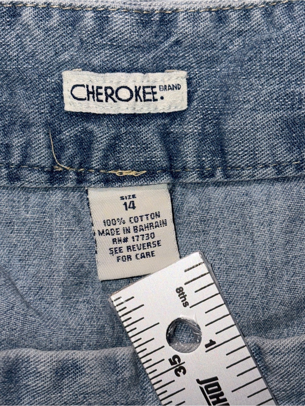 Vintage Y2K Cherokee Women's Blue Denim Skort Zip Side 100% Cotton Size 14